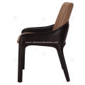 Italian minimalist brown and black leather armest chairs